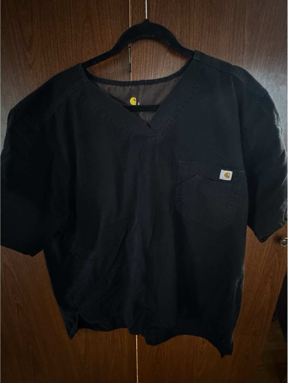 Carhartt Men’s XL Black Ripstop Scrub Top V Neck Utility Pocket C15108